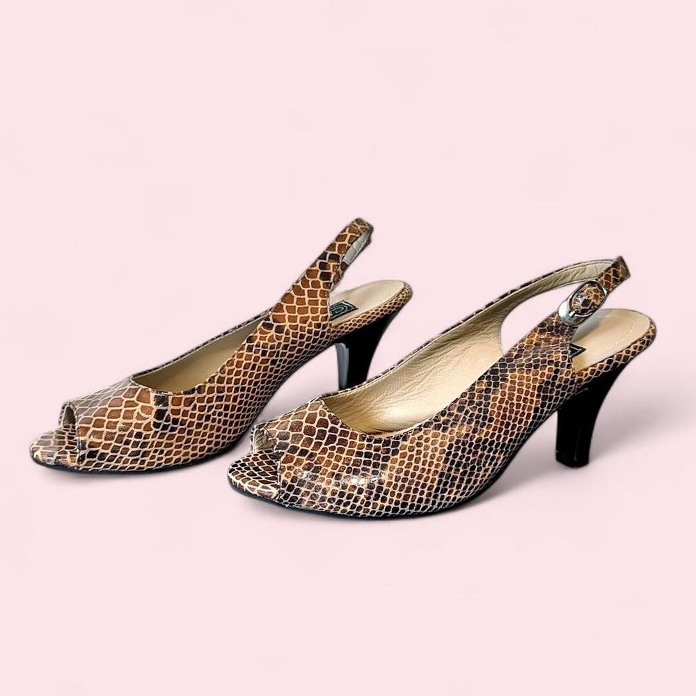 Just‎ Cavalli Snakeskin Print Slingback Heels 🐍🤎